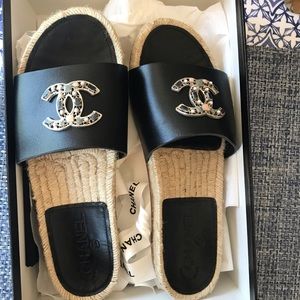 Chanel Slide Sandals with Rhinestones